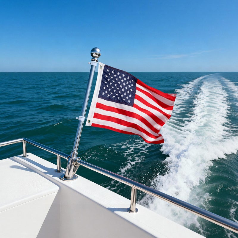 HOOSUN Small American Flags,12.5 x 18 Inch Boat Flag Heavy Duty Nylon With 2 Brass Grommets Embroidered Stars,Patriotic Presidents Day Decorations American Flag for Boat,Small USA Flags for Bike,Car - Image 2